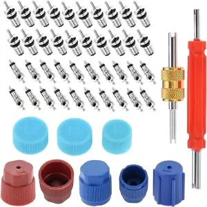 Mtsooning 50PCS 에어컨 밸브 코어 액세서리 키트 R12 R134a 냉동 스템 HVAC 시스템 씰 캡 슈레이더 Rmover