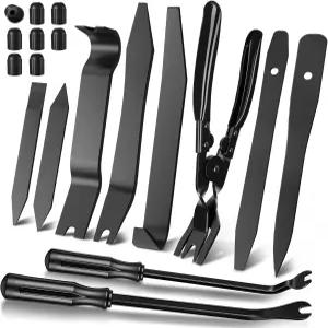 18Pcs 자동차 트림 제거 도구 키트 프라이 세트 패널 클립 플라이어 도어 실내 수리용 밸브 스템 캡이 있는