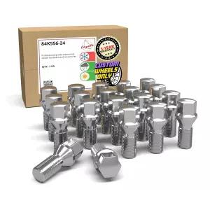 휠 액세서리 부품 20개 M14 x 1.50 스레드 도토리 시트 러그 볼트 크롬 마감 24mm 생크 길이 육각이 페라리