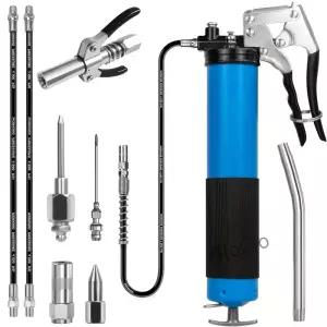 그리스 건 7000 PSI 헤비 듀티 가용 톨 그립 키트 더블 인젝터 니들 및 플렉스 호스 포함