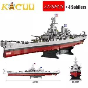 2228+pcs WW2 군사 모델 블록 군함 Lowa 클래스 USS 미주리 전함 빌딩 MOC 클래식 장난감 소년 선물