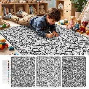 컬러링 블랭킷 150x115cm 재사용 가능 세탁 매트24개 마커 포함 성인용 DIY 공예 여행 가정용