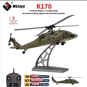 자이로가 장착된 WLtoys K170 RC 헬리콥터 UH-60L 4채널 원격 제어 브러시리스 LED 라이트  비행기 장난감