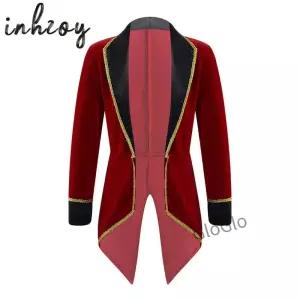 서커스 Rinaster 의상 소년 쇼맨 프레 긴 소매 칼라 턱시도 코트 Tailcoat Jaet for Performance