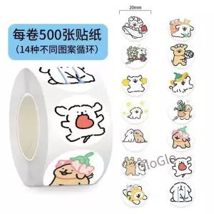 500pcs/롤 라인 개 만화 가족 스티커 DIY 스케이트보드 노트북 기타 전화 자동차 씰 라벨 데칼 장식