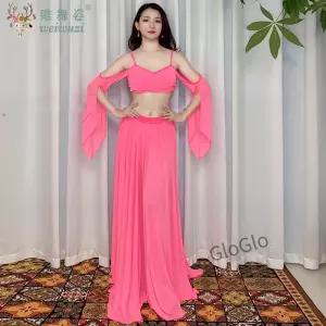 벨리댄스 의상 세트 스커트와 탑 2종 성인 여성 무대 공연 연습복
