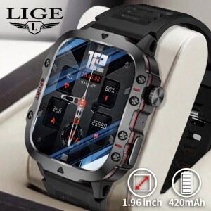 L GE 야외 스마트 시계 남자 2.01 화면 3AT 방수 시계 블루투스 통화 A 음성 스포츠 Smartwatch For Andro d X aom OS