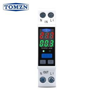 TOMZN 18mm DIN 레일 듀얼 디스플레이 조정 가능 보호 계전기 40A AC110V-230V 과전압