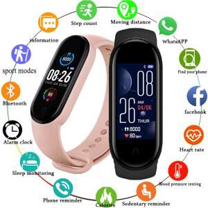 M5 남성용 및 여성용 스마트 시계 스포츠 Smartwatch 심박수 혈압 모니터 Andro d/ OS 용 피트니스 팔찌