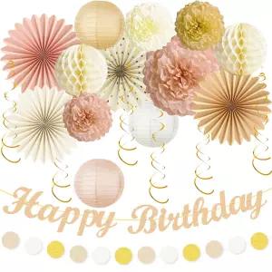 보헤미안 생일 파티 장식 세트 샴페인 골드 베이지 21pcs