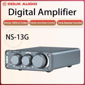 Douk Audio NS-13G 미니 클래스 D 앰프 TPA3116 톤 컨트롤 기능이 있는 데스크탑 스테레오 파워 100W+100W