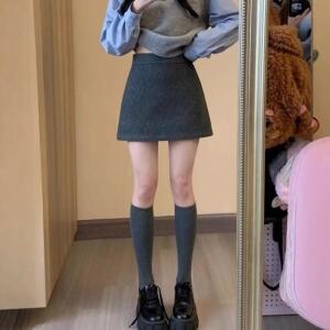 원픽 여성 블라우스 모직 스커트 여름 슬림핏 힙 A라인