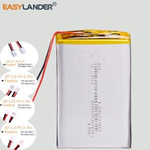 JST2.0 2P 126090 3.7V 8000mAh 충전식 리튬 이온 폴리머 배터리