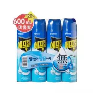 [가성비 대용량]에프킬라 에어로졸 무향 600ml 4개 모기 퇴치제 살충제 모기약