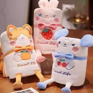 귀여운 동물 캐릭터 낮잠 담요 극세사 쿠션
