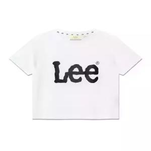 lee 우먼 빅 트위치 로고 크롭 티셔츠 화이트
