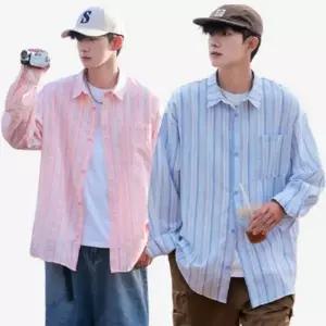 [텐바이텐]오버핏 레이어드 스트라이프 긴팔셔츠 긴팔남방 I3SH026
