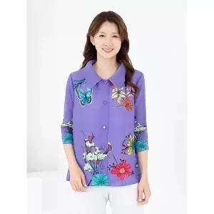엄마옷 자켓 플리츠 7부 나팔꽃 605FGH002 마담/중년여성/빅사이즈/50대/60대