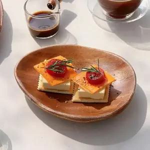 애견식기 아카시아 나무 조약돌접시(소)