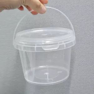 어린이집선물 포장 쿠키통 손잡이 구디백 투명 원형 바스켓 요거트통 500ml