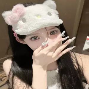 안대 산리오 플러시 수면 안대 마스크 기숙사 피로 완화 냉온 이중 압축
