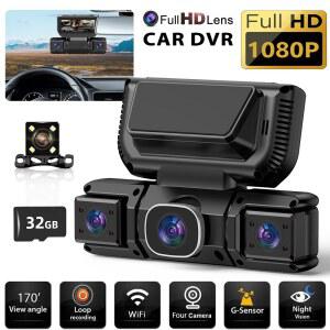 카플레이 네비게이션 carplay 차량용 블랙박스 DVR 1080P FHD 4채널 주행 녹화 카메라 야간 시야 비디오 레코더 내장 와이파이 무료 32G 블랙박스