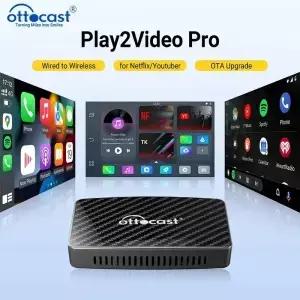 OTTOCAST Play2Video Pro 무선 CarPlay 안드로이드 오토 어댑터 유튜브 넷플릭스 IP TV용 차량용 액세서리