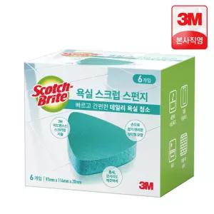 3M 스카치브라이트 욕실 스크럽 스펀지 6P 1세트