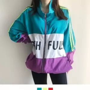 레트로 윈드러너 여자 삼색바람막이
