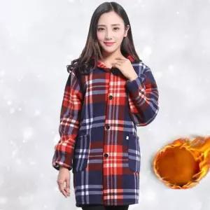 후드 코트 체크 하프 벨벳 후리스 간절기 아우터