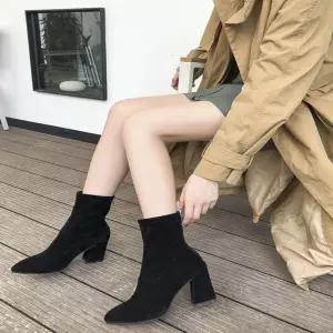 여성 몽블리 가을 겨울 앵클부츠 미들부츠 시크 블랙