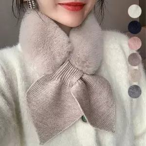 겨울 여자 퍼목도리 쁘띠 머플러 데일리 데이트 코디
