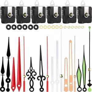 머더 6팩 무음 시계 이동 메커니즘 배터리로 작동하는 쿼츠 교체 키트 DIY 수리 부품을 위한 6쌍의 손 후크