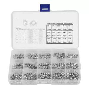 300PCS 압력 리벳 너트 M2/M2.5/M3/M4/M5 자체 클린칭 타입 S 메트릭 얇은 플레이트 PEM 금속 패스너 도구