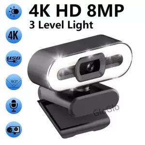 휴대용 풀 HD 1080P 2K 4K 웹캠 PC 노트북 자동 초점 라이브 스트리밍 마이크 방송 withLight