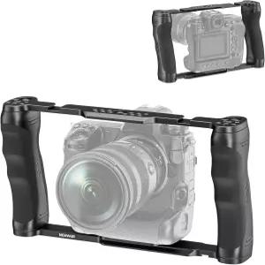 Arca 타입 베이스/듀얼 그립/확장 구멍/15mm 로드가 포함된 NEEWER 비디오 카메라 케이지 리그 Sony Canon
