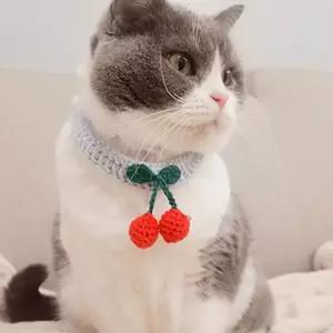 강아지 고양이 뜨개 케이프 패션템 목걸이 체리 넥 스카프 턱받이 리본