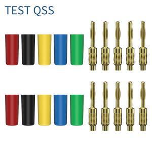 QSS 10pcs 2mm 바나나 플러그 금도금 전기 단자 커넥터 5 색 전자 제품 용 액세서리