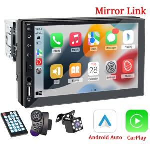 Hippcron 7 인치 자동차 라디오 1 Din CarPlay 안드로이드 공용 MP5 플레이어 오디오 USB TF 블루투스 지원