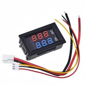 디지털 볼트미터 암페어미터 DC 100V 전압 측정기 0.28인치 듀얼 LED 디스플레이 패널 연결선 포함