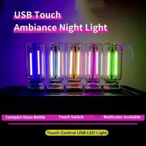 차량용 USB 무드등 터치 LED 멘트 램프 휴대용 조명 플러그 앤 플레이 장식 분위기 침실용