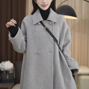 청수정 여성 하프 면 울 코트 가을 겨울 롱 모직 봄 스타일 KS