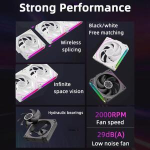 DL-2 120mm ARGB 냉각 팬 모듈형 무선 스택형 접합 800-2000rpm PWM 게임용 PC 케이스 워터 쿨러용 무음