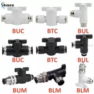 BUC BUL BUM BTC 4mm 6mm 8 10 12mm 공압식 푸시인 조인트 커넥터 핸드 밸브 회전 스위치 볼 전류 제한기