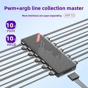 쿨문 ARGB PWM 팬 허브 분배기 5V 3핀 싱크 PC 케이스 컨트롤러 데스크탑 컴퓨터 팬용 온도 제어  포함