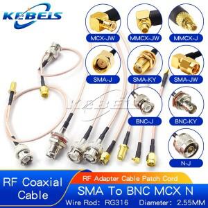 RF 연결 케이블 BNC-SMA(남성-여성) RG316 N-SMA/MMCX(MCX SMB) 어댑터 너트 벌크헤드