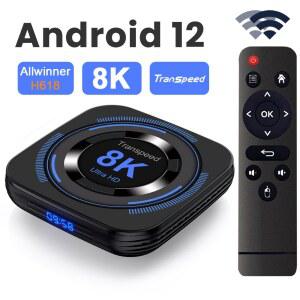 트랜스피드 안드로이드 12 TV 박스 올위너 H618 듀얼 와이파이 32G/64G 쿼드 코어 코어텍스 A53 8K/4K 지원 BT 음성 미디어 플레이어 셋톱 박스