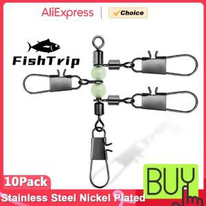 FishTrip 3 웨이 스위블 10Pcs T 모양 크로스 라인 스위블 서핑 낚시 커넥터 용 글로우 비즈 포함 스위블 인터록