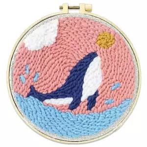 자수 콕콕 고래/패키지/만들기/세트/펀치/바느질/취미/집콕/바늘질/셋트/귀여운/펀칭/니들/키트/도안/소품