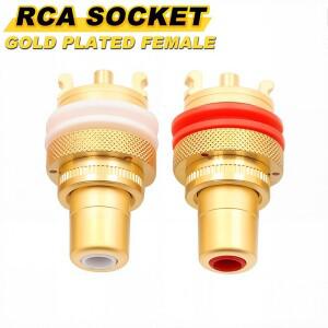 2PCS RCA 잭 플러그 구리 금도금 CMC 소켓 스피커 터미널 오디오 와이어 커넥터 패널 여성